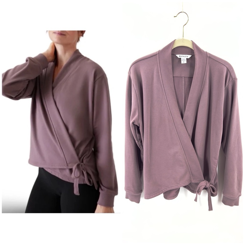 Athleta Retroterry Wrap Sweatshirt Womens Small Soft Lounge Comfy Yoga Stretch